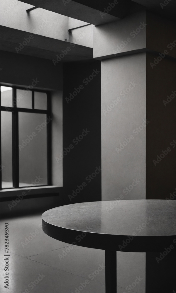 Empty table on an brutalist background for product presentation Empty table on an brutalist background for product presentation