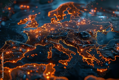 European Network Pulse: Data Connectivity Map. Concept Data Connectivity, European Network, Mapping, Technology, Europe