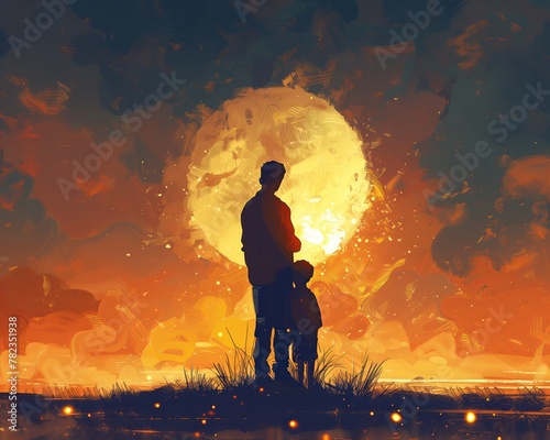 A symbolic illustration of the love of a father and son, father s day