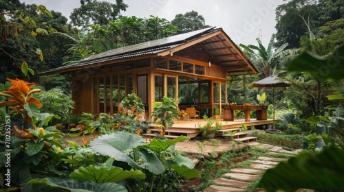 Small Wooden Cabin in Jungle photo