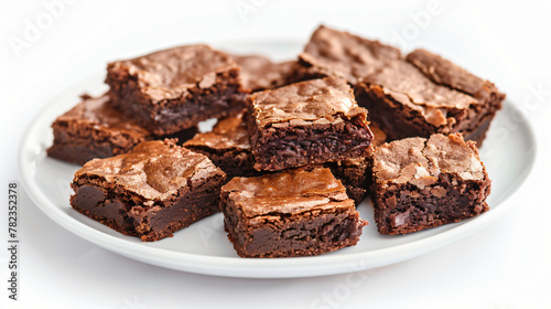 Delicious Plate of Brownies Isolated on a White background