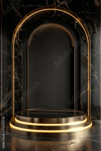 Luxurious Black and Gold Room With Marble Floor
