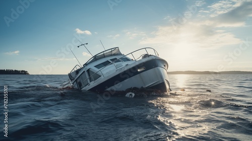 maritime accident: ship sinking in the sea prompts urgent response and maritime safety measures to mitigate environmental and human impacts.
 photo