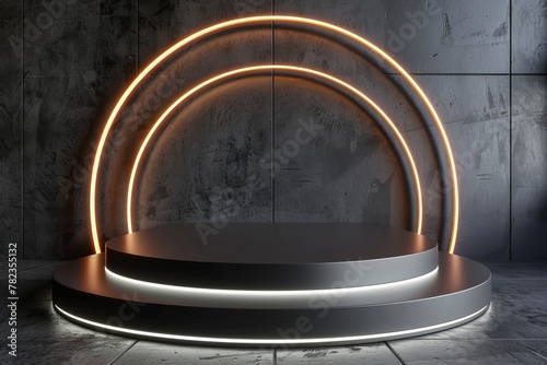 Modern Podium With Neon Light