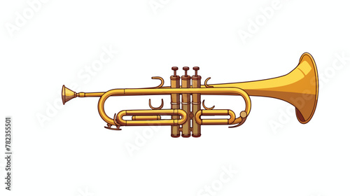 Brass trumpet on a white background 2d flat cartoon