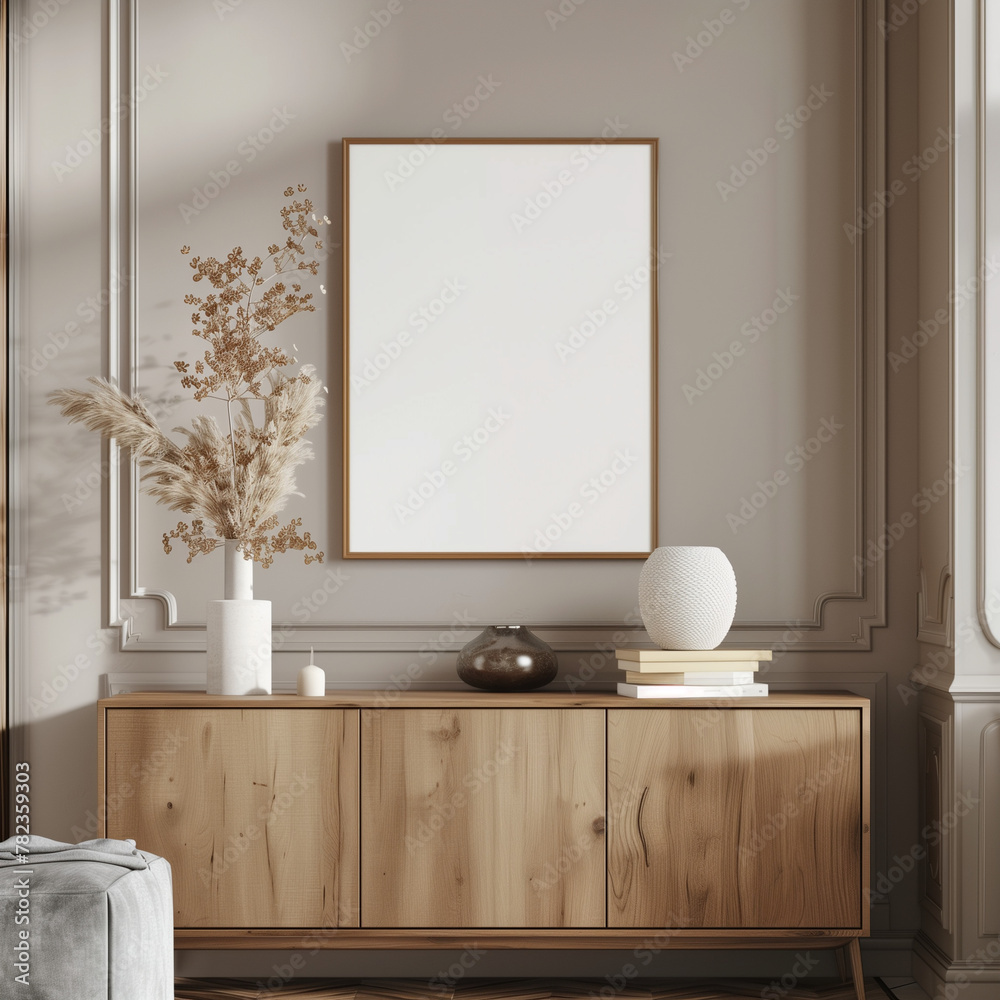 Mockup frame in living room interior background. 3d render. Mockup frame in living room interior background. 3d render.