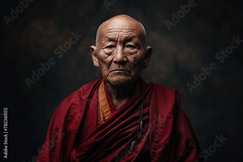 Photo of a Buddhist Monk  Generative AI