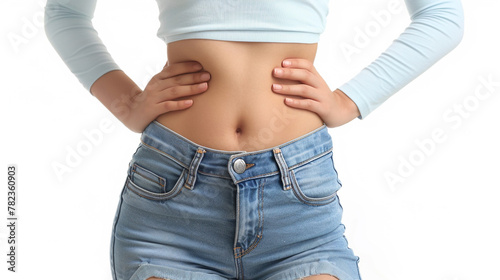 Photography of a girl with firm abdomen isolated on white background © Alexander