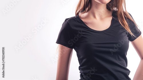 Photography of a girl with firm abdomen isolated on white background