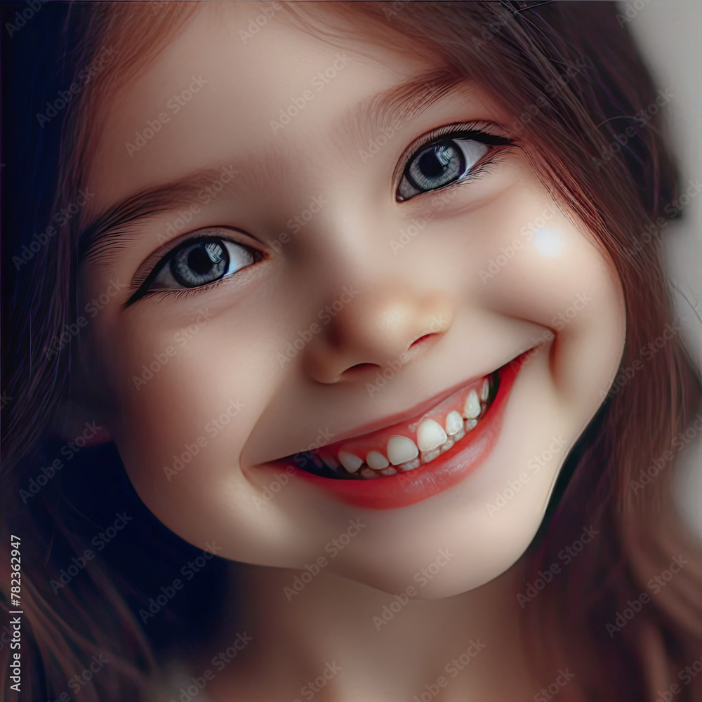 Close-up of a joyful, happy, little girl who smiles Close-up of a joyful, happy, little girl who smiles