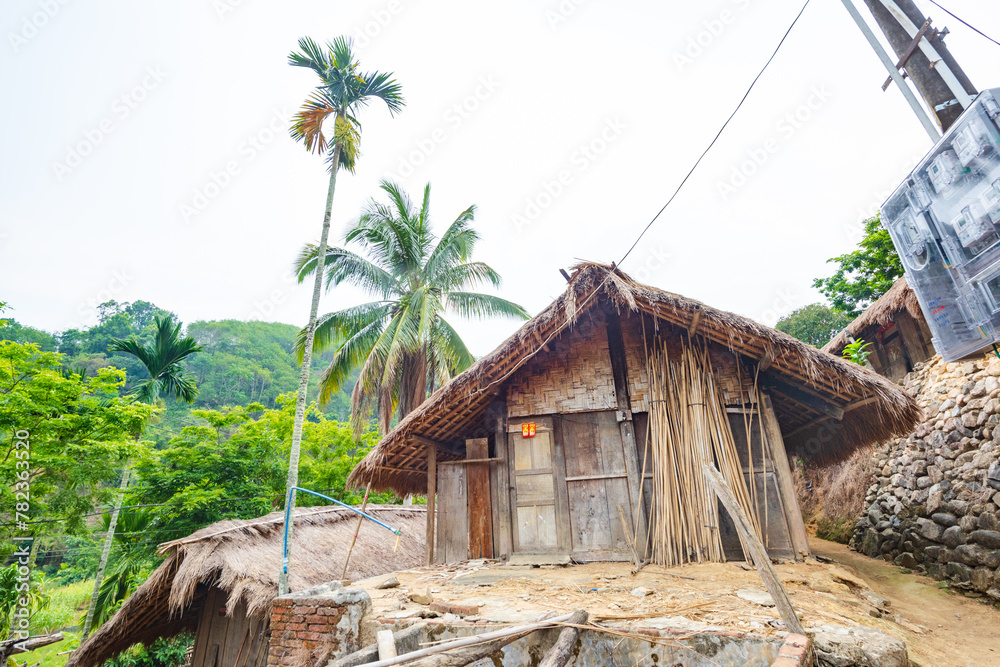 Original village thatched house in Chubao Village, Wuzhishan City, Hainan, China Original village thatched house in Chubao Village, Wuzhishan City, Hainan, China