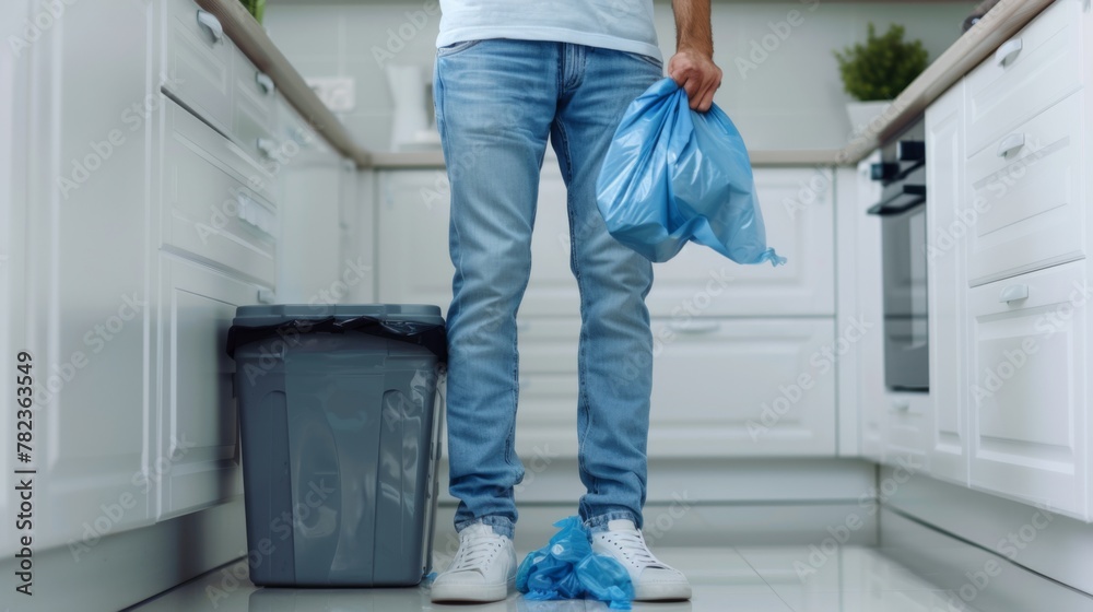 Man Disposing Kitchen Waste Man Disposing Kitchen Waste