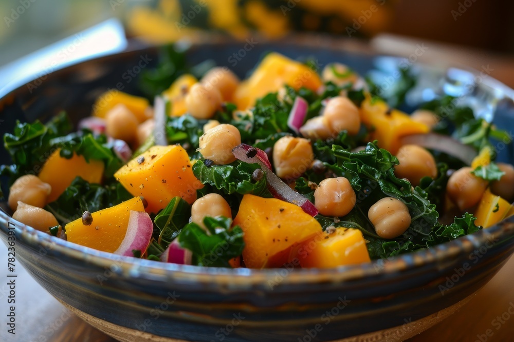 Seasonal salad with kale chickpeas and squash Seasonal salad with kale chickpeas and squash