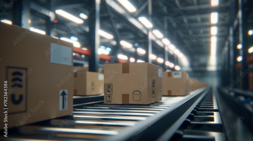 Conveyor Belt in Modern Warehouse Conveyor Belt in Modern Warehouse