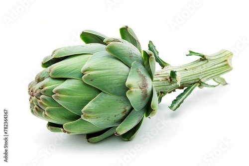 Single artichoke on white background photo