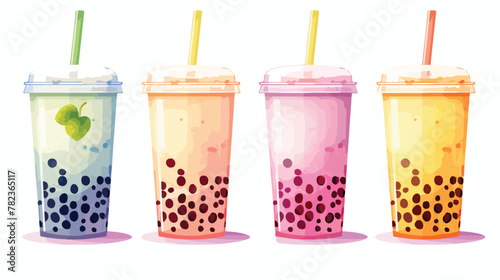 Bubble tea shake smoothie watercolor illustrated ju photo