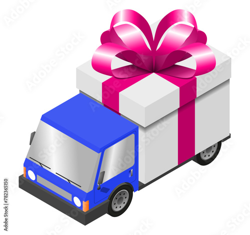 Delivery truck with cardboard box