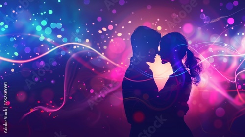 Couple Kissing in Front of Colorful Background