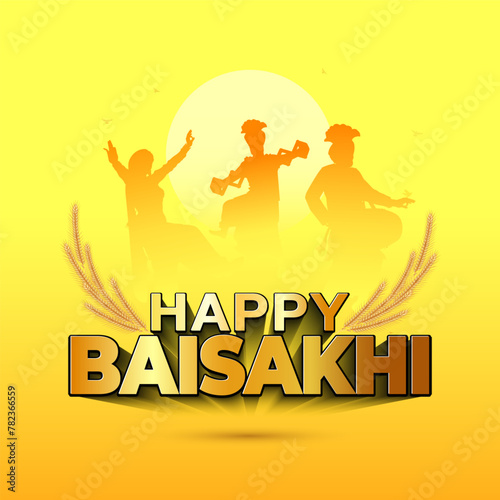 Vector illustration of Happy Baisakhi festival post. Punjabi sikh celebration and harvest festival background.