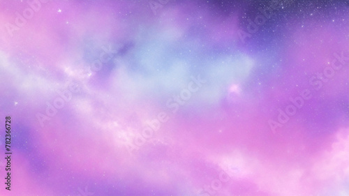 Kawaii Fantasy Pastel Colorful Sky with Clouds and Stars Background in Paper Cut and Paste Style 
