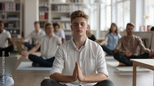 A Calm Meditation Session in Office photo