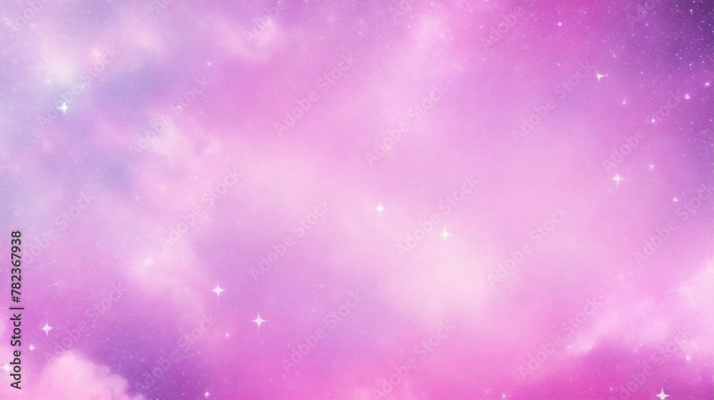 Fototapeta premium Kawaii Fantasy Pastel Colorful Sky with Clouds and Stars Background in Paper Cut and Paste Style 