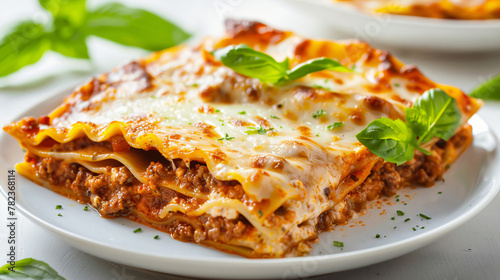 Plate of Lasagna on a White Background