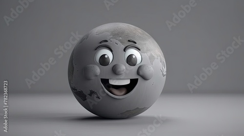 Cheerful Cartoon Globe on Gray Background Generative AI