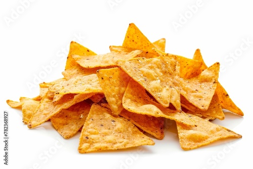 Mexican nachos chips isolated on white taste delicious