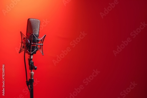 Microphone on red background photo
