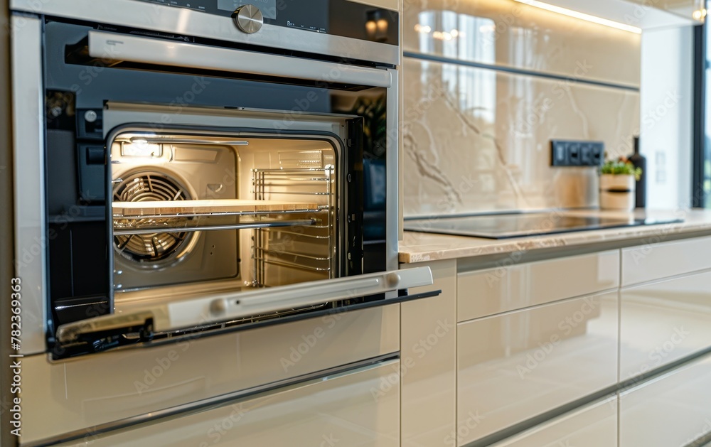Modern luxury kitchen with embedded microwave and oven clean minimalist design Modern luxury kitchen with embedded microwave and oven clean minimalist design