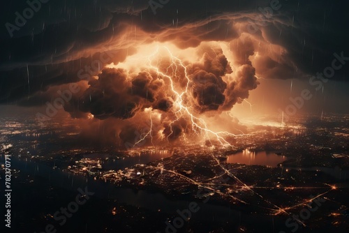 Dramatic Thunderstorm Landscape - Cinematic Digital Art Generative AI