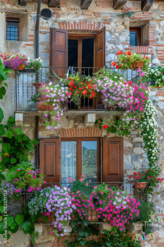 Italian Petunia Balcony - Colorful Summer Scene 