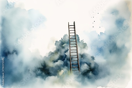 Minimalist Watercolor Ladder to Heaven Generative AI