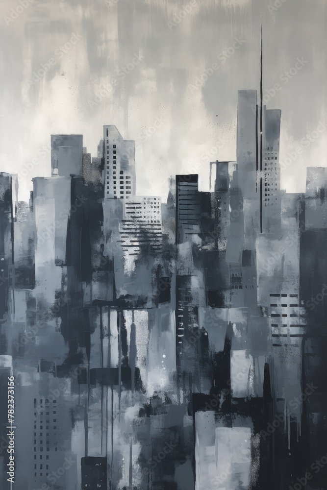 Minimalist Cityscape in Monochrome Tones Generative AI Minimalist Cityscape in Monochrome Tones Generative AI