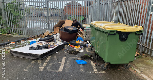 An image to show environmental impact of fly tipping in a town centre