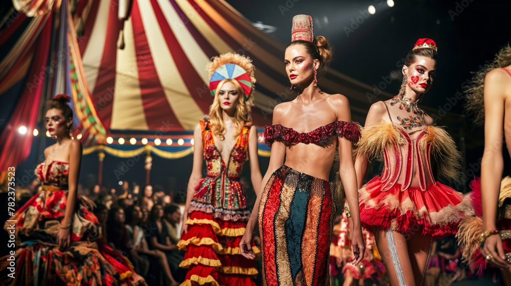 Captivating Carnival Fashion Show with Vibrant Costumes and Models