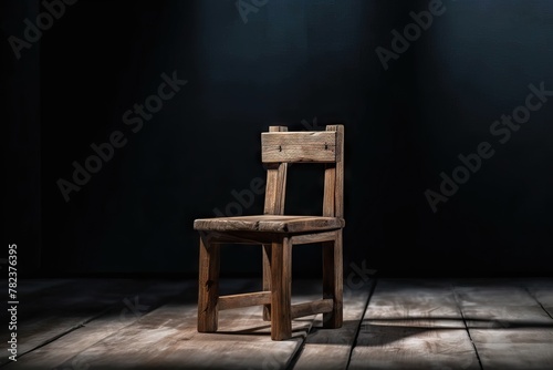 Solitary Wooden Seat - Still life photography Generative AI