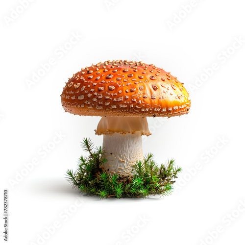 Close Up of Mushroom on White Background. Generative AI