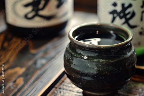 A Japanese tradition sake is a popular liquor photo