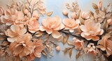 lovely springtime blossoms drawn in peach tones with a hint of blue using oil paint on canvas