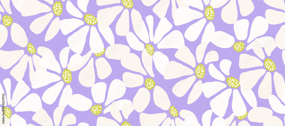 Fototapeta premium Simple minimalistic summer tropical floral seamless pattern