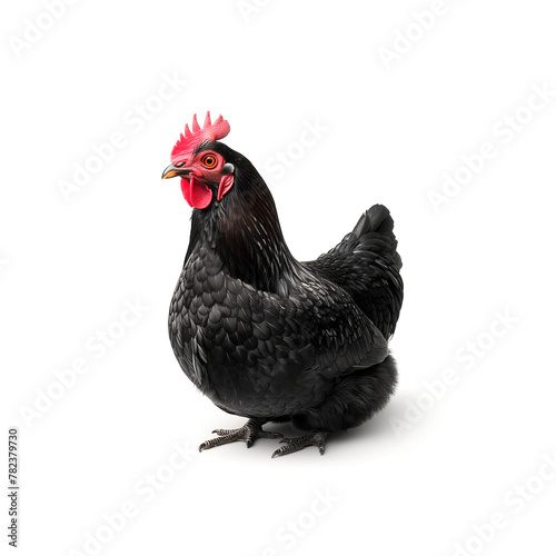 Black Chicken With Red Comb. Generative AI