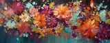 Vibrant Floral Acrylic Painting on Canvas Generative AI