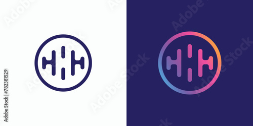 Three letter H initials line vector logo design in sound wave shape with modern, simple, clean and abstract style.