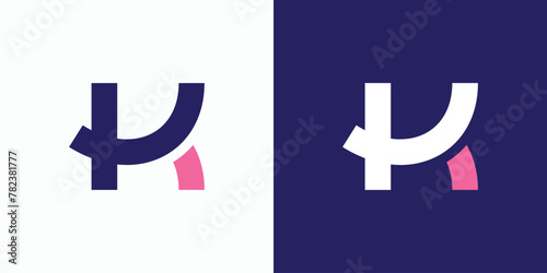 Curved letter K initial vector logo design in a modern, simple, clean and abstract style.