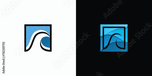 Wave frame vector logo design with modern, simple, clean and abstract style.