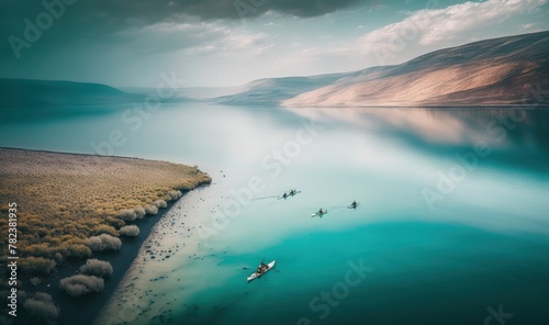 Serene Kayaking Adventure on the Sea of Galilee Generative AI © AlexandraRooss