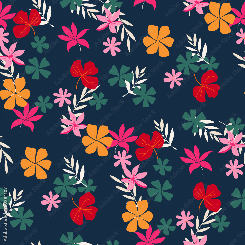Simple minimalistic summer tropical floral seamless pattern Simple minimalistic summer tropical floral seamless pattern