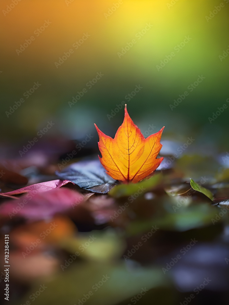 A solitary luck leaf amidst a blur of colors A solitary luck leaf amidst a blur of colors